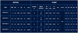 Насос одноступенчатый центробежный SM550/3 – SMT1500/3