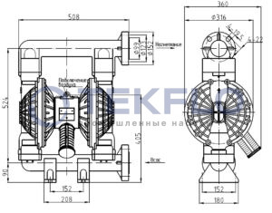 Насос мембранный пневматический River Wave RV50PKFF