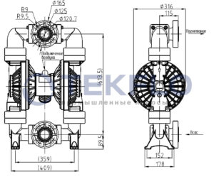 Насос мембранный пневматический River Wave RV50PKTT