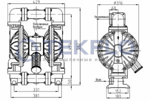 Насос мембранный пневматический River Wave RV50ASFF