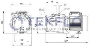 Самовсасывающий струйный насос SMJ100 Чертеж